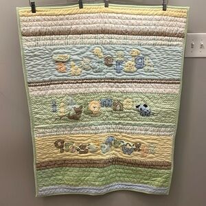 Carters “Just One Year” Alphabet Animals Baby Quilt Pastel Colors Unisex